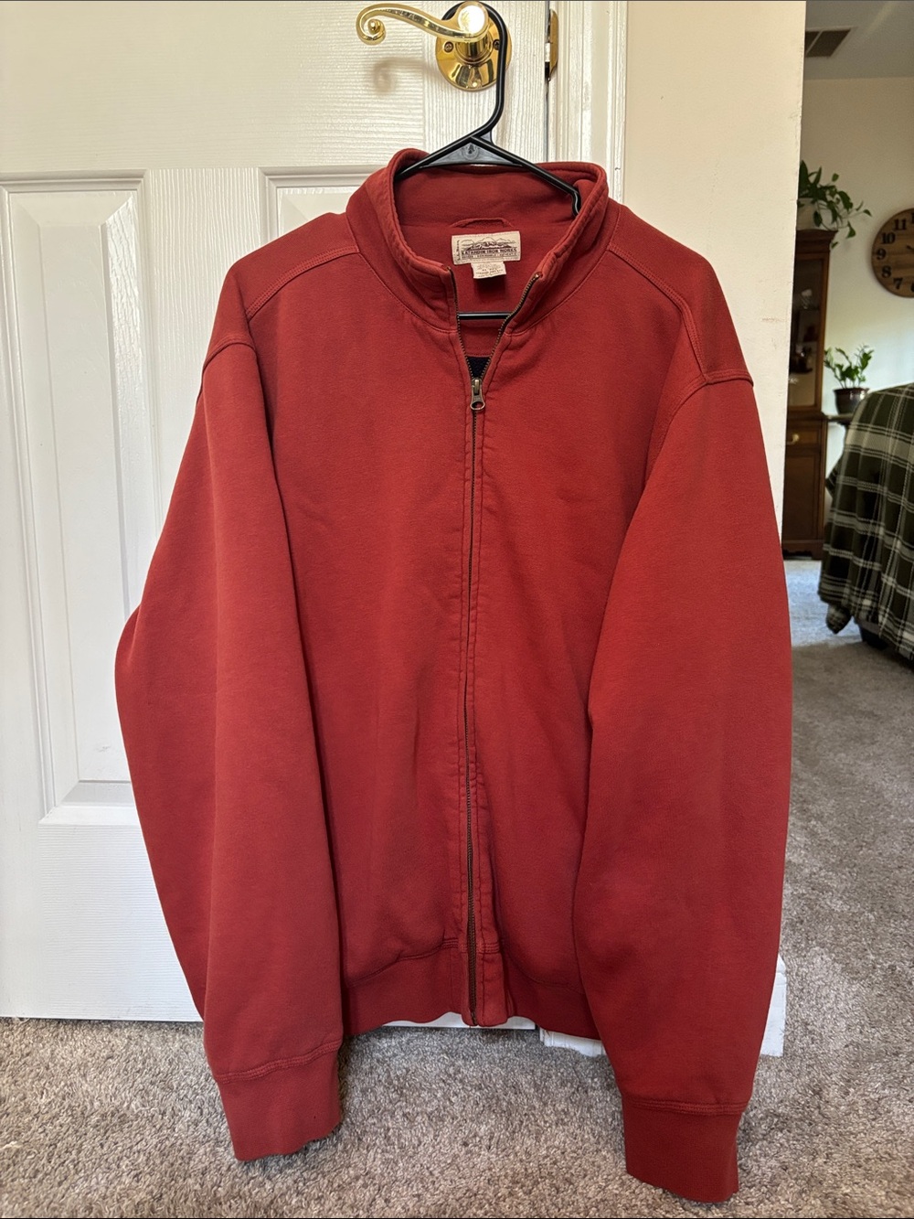LL Bean Katahdin Iron Works Men’s XL Full Zip Jacket Rust Red 91% Cotton